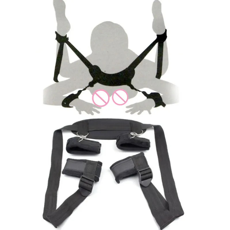 Adults Erotic Bondage Bed Games Sex Equipment Set of Nylon Restraints Handcuffs