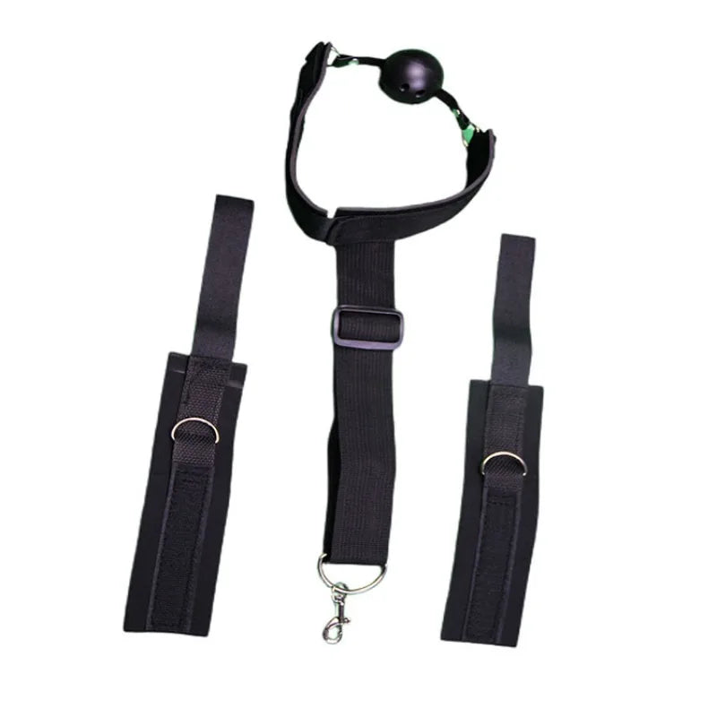 Adult Bondage Gear Set Rear Handcuffs Ball Gag Mouth Restraint BDSM Restraints