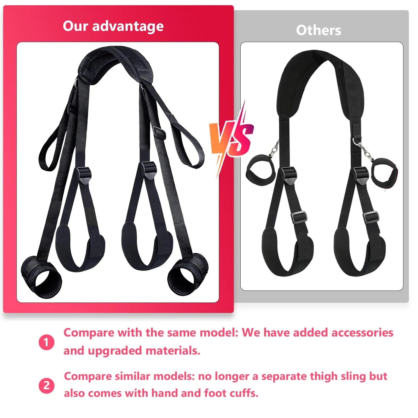 Women Sex Toys BDSM Bondage Restraints Straps Neck to Wrist Thigh/Ankle