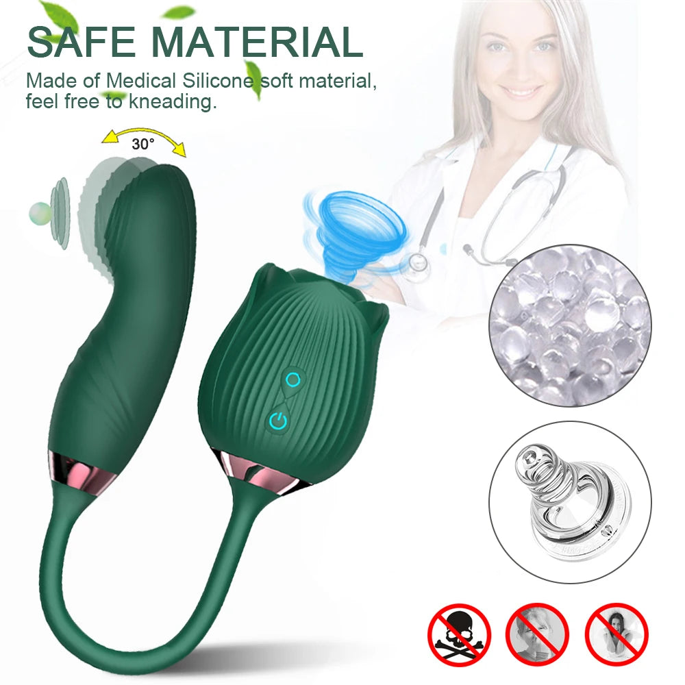 Sex Toy 2 In 1 Sucking Vibrator Nipple Penetration Vagina Rose-Vibrator Stimulator Masturbation Tools Women Audle Product 18+